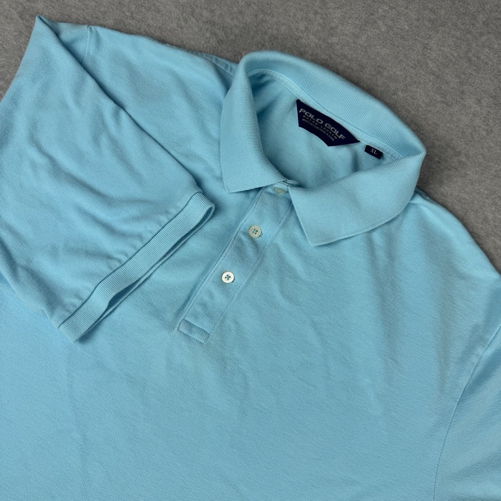 Vintage Polo Golf Ralph Lauren Mens XL Polo Shirt Blue Golf Short Sleeve 90s Y2K